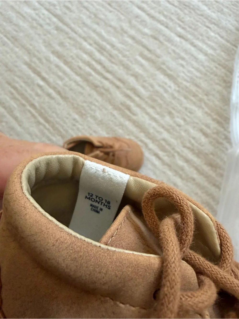 Janie and Jack Tan Suede Brogue Lace-Up Baby Shoes